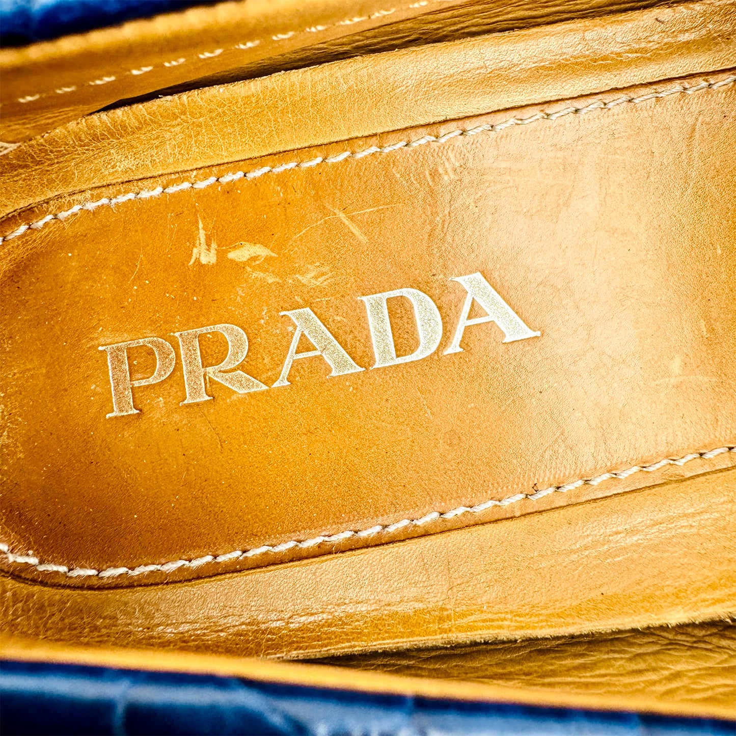 Prada Croc-Embossed Penny Driving Loafers (Size 44)