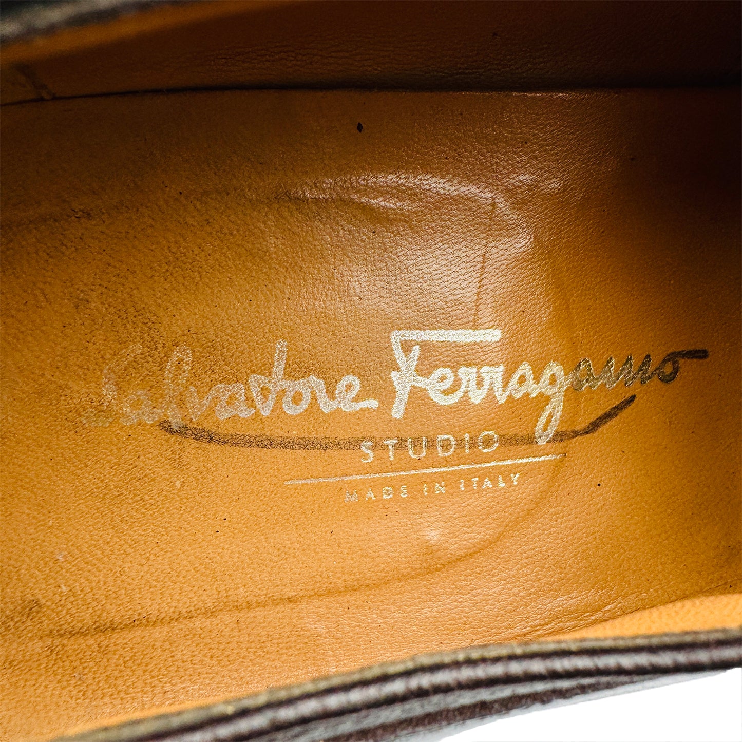 Salvatore Ferragamo Brown Pebbled Leather Derby Shoes (Size 46/46.5)
