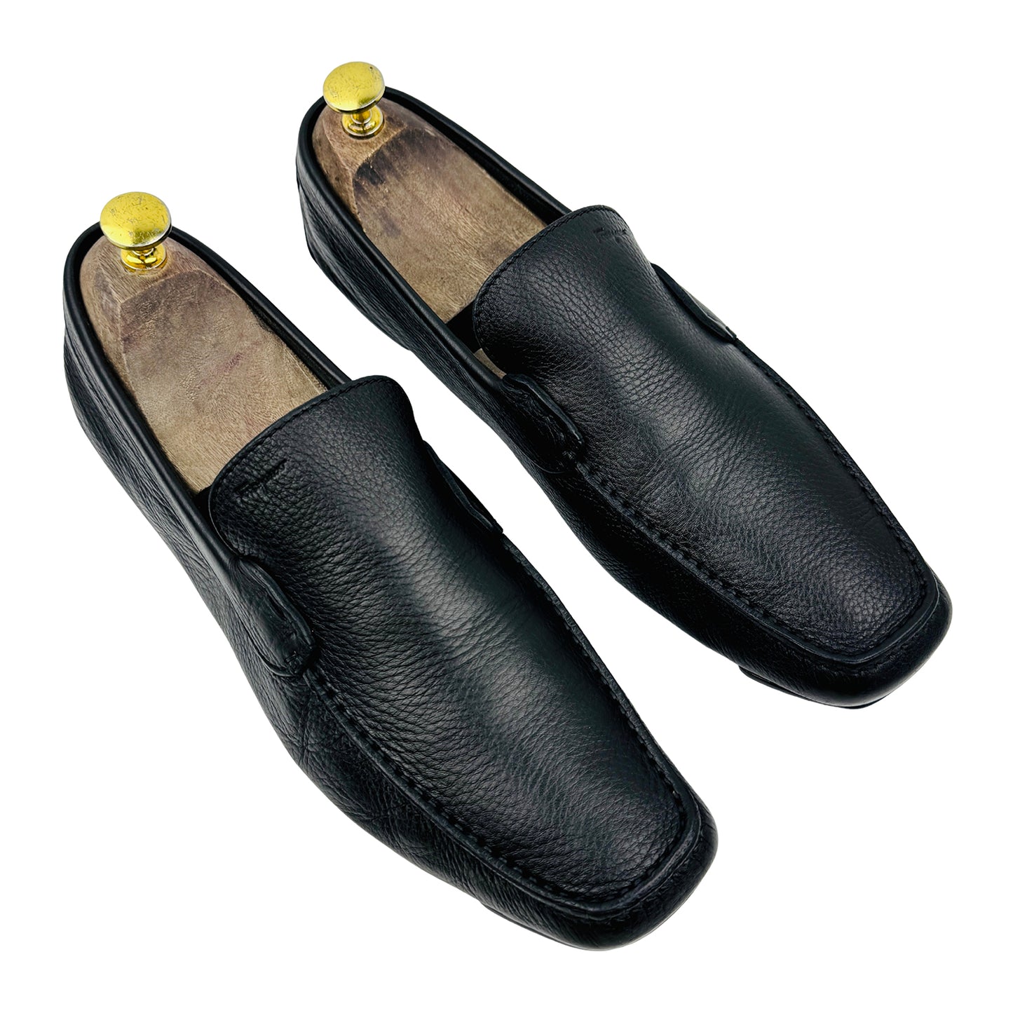 Salvatore Ferragamo Black Grained Leather Loafers (Size 42.5)