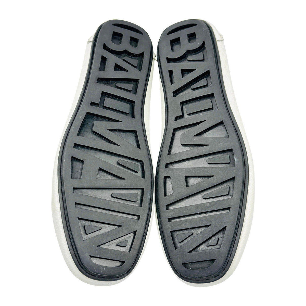 Balmain Pebbled Leather White Driving Loafers (Size 45)