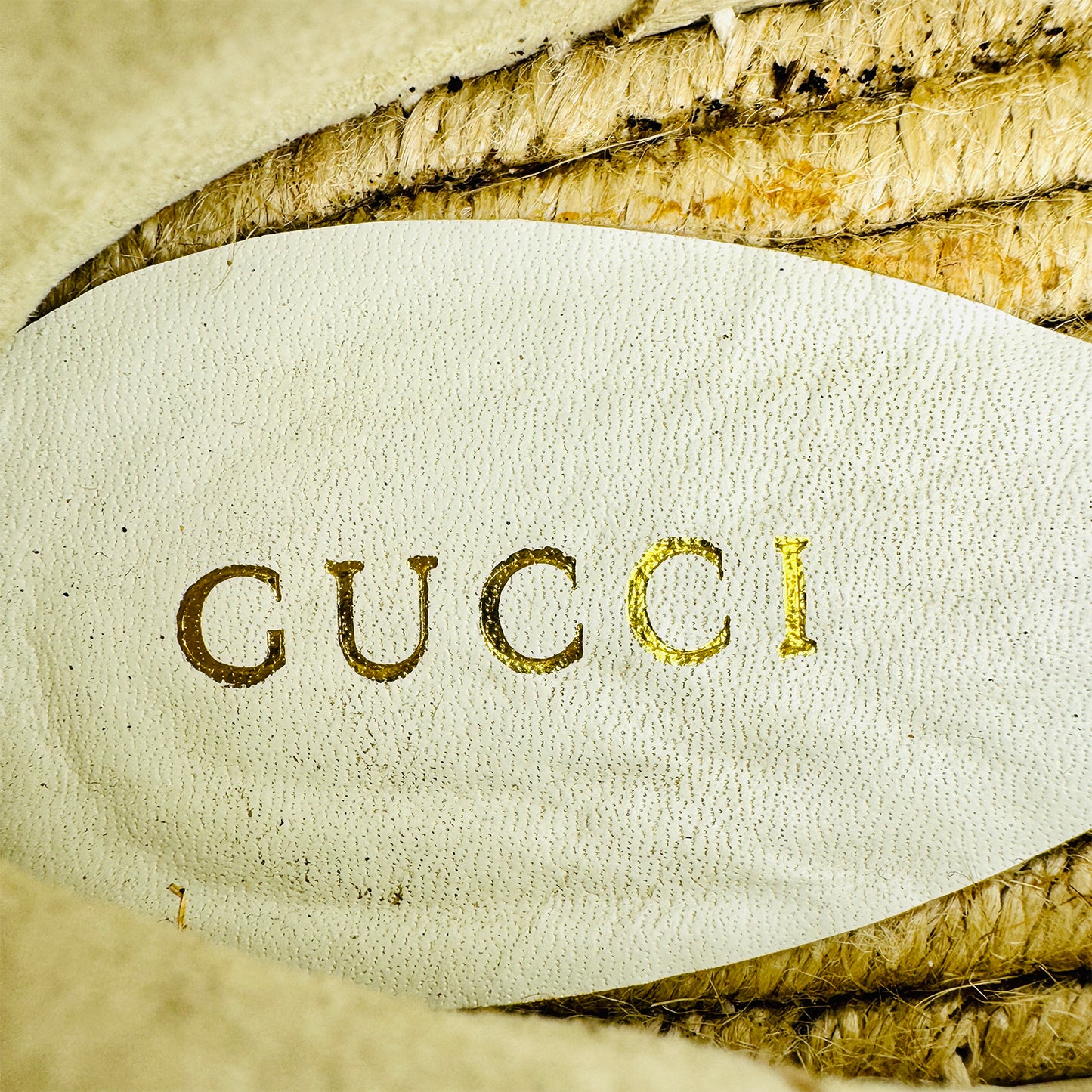 Gucci White Leather GG Logo Espadrille Shoes (Size 40)