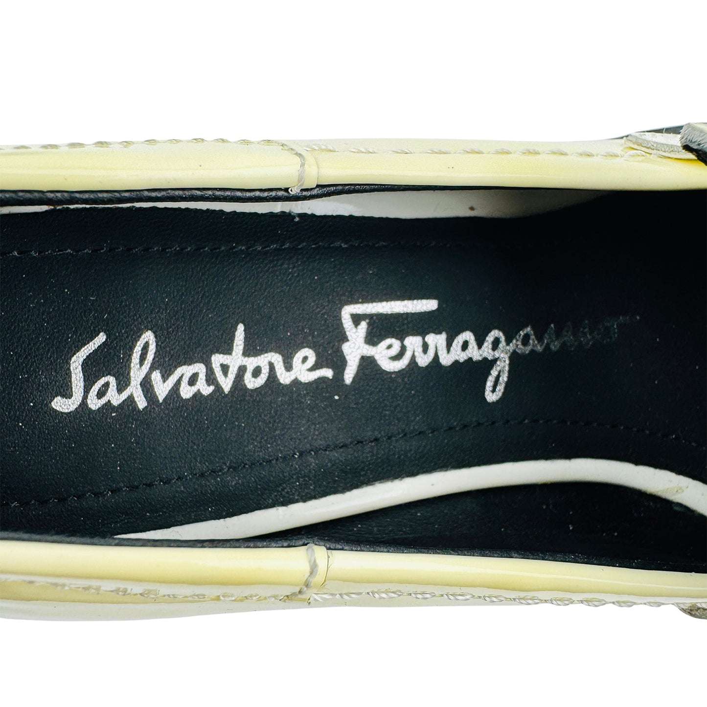 Salvatore Ferragamo 'Ivory' Polished Leather Loafers (Size 39/39.5)