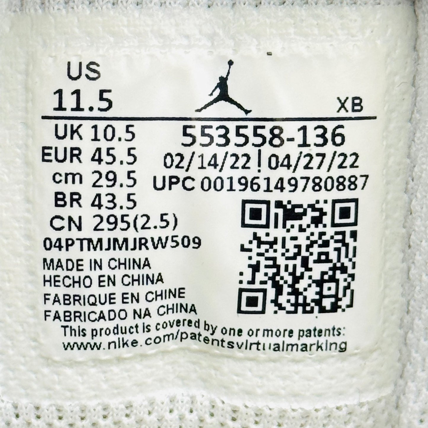 Nike Air Jordan 1 Low 'Triple White' Sneakers (Size 45.5) - 553558-136