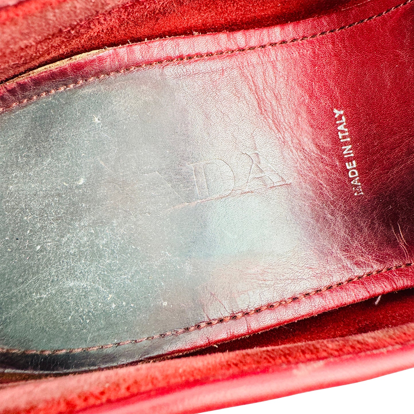 Prada Red Leather Penny Driving Loafers (Size 41)