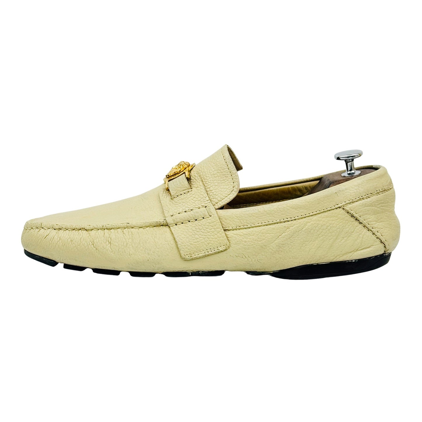 Versace Men's Medusa Beige Leather Loafers (Size 43)