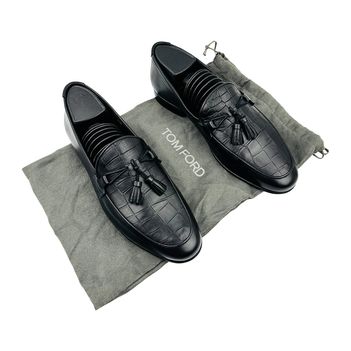 Tom Ford Crocodile-Pattern Leather Tassel Loafers (Size 40/40.5)