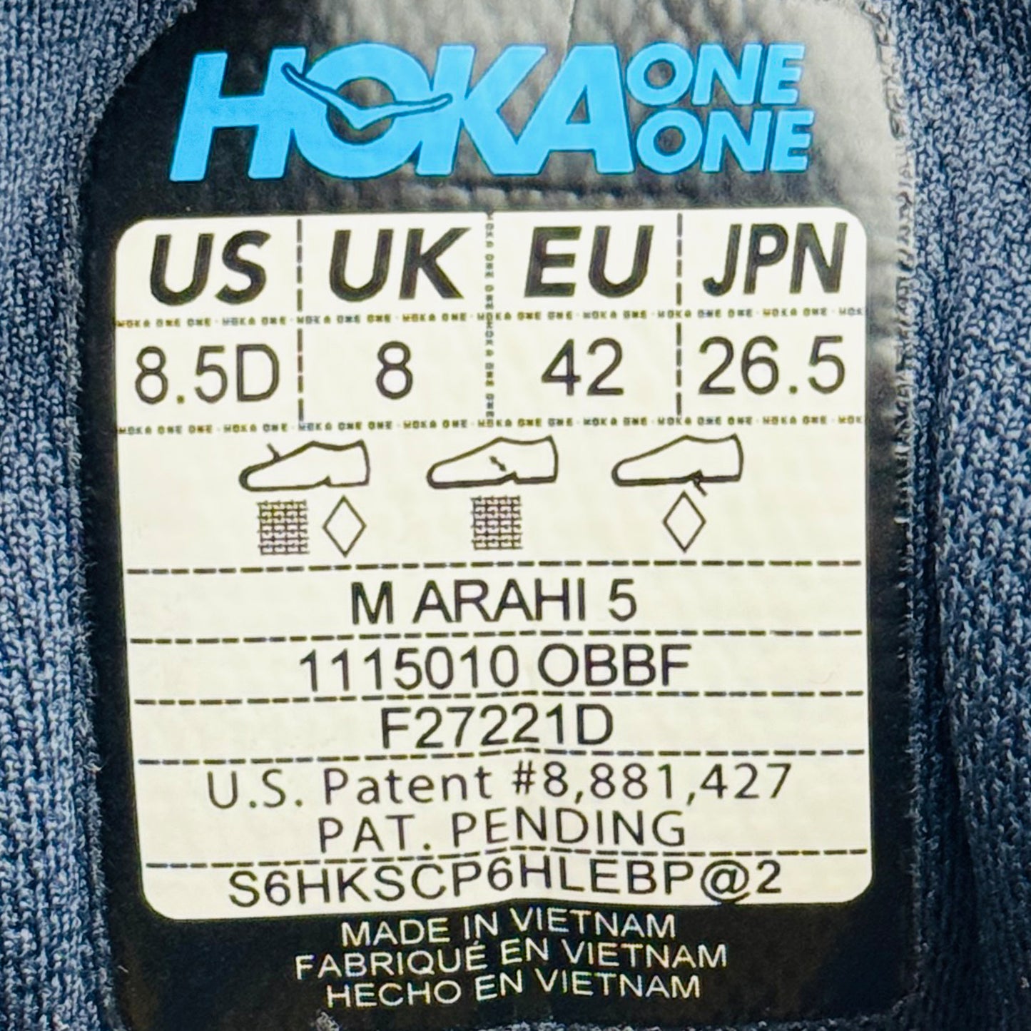 Hoka Men's Arahi 5 Shoes (Size 42) - 1115010 OBBF