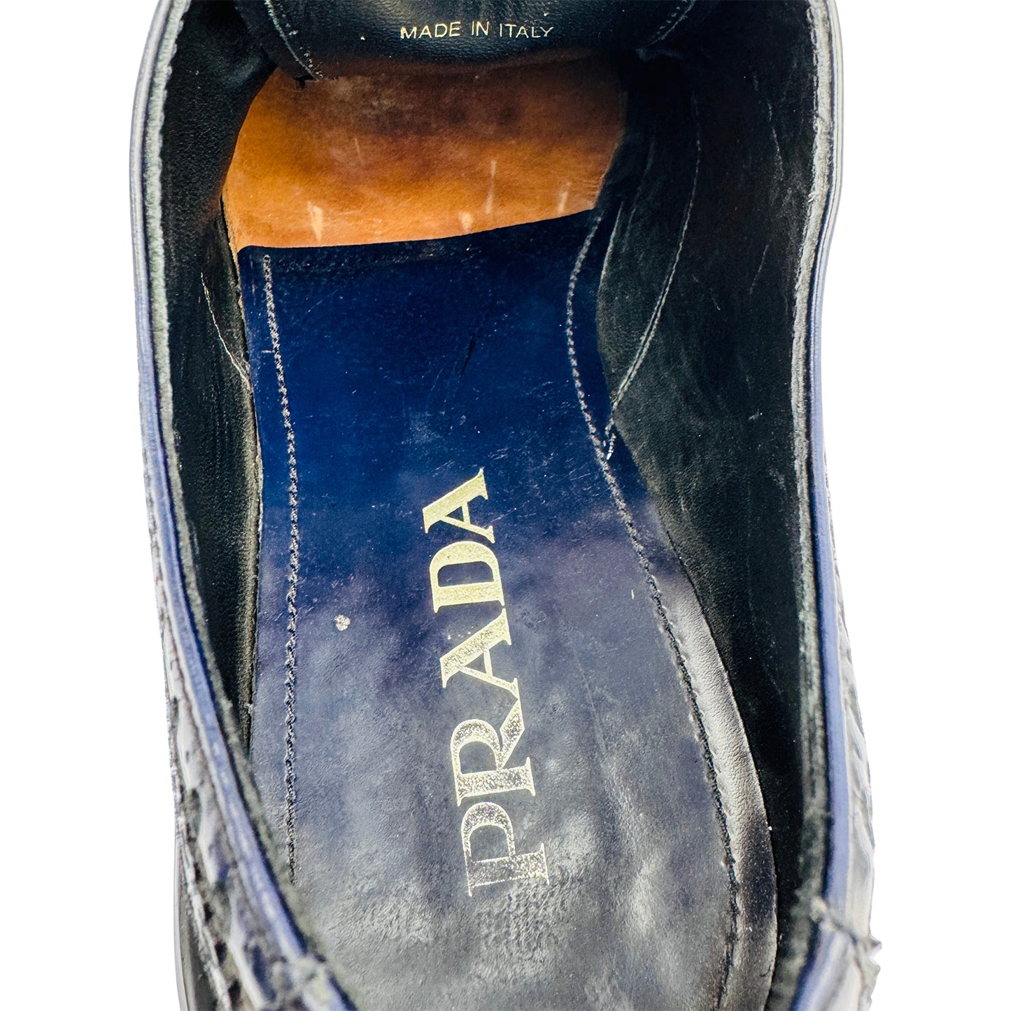 Prada Men's Air Sole Brogues Blue Black Shoes (Size 41/41.5) - 2EE098