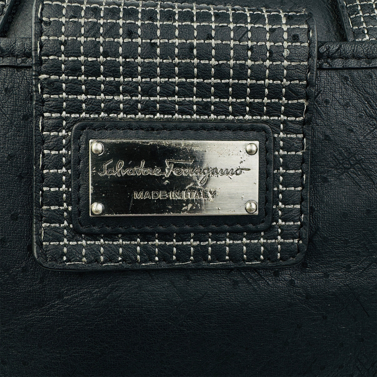 Salvatore Ferragamo Black Leather Satchel Bag