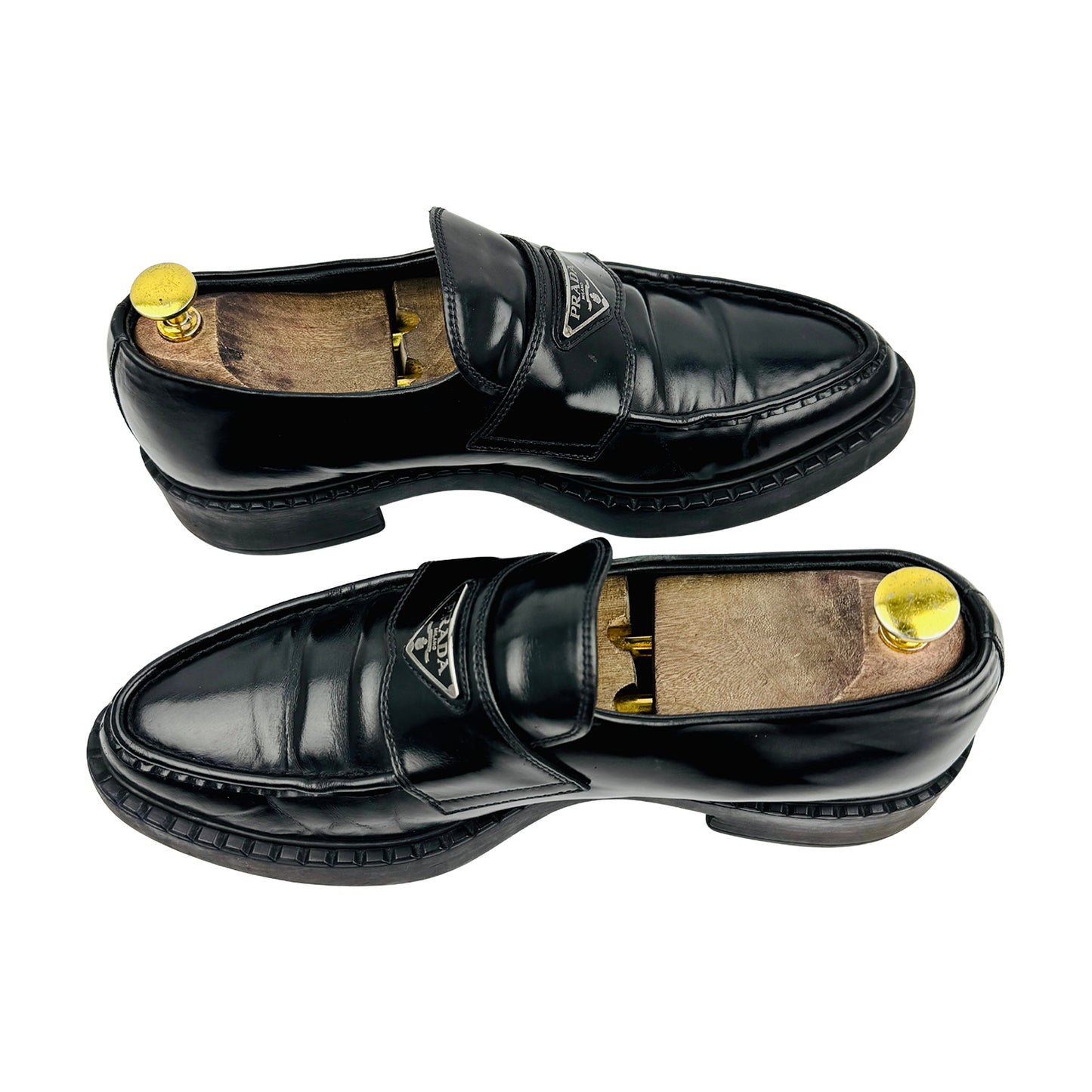 Prada Chocolate Black Leather Loafers (Size 41/41.5) - 2DE131
