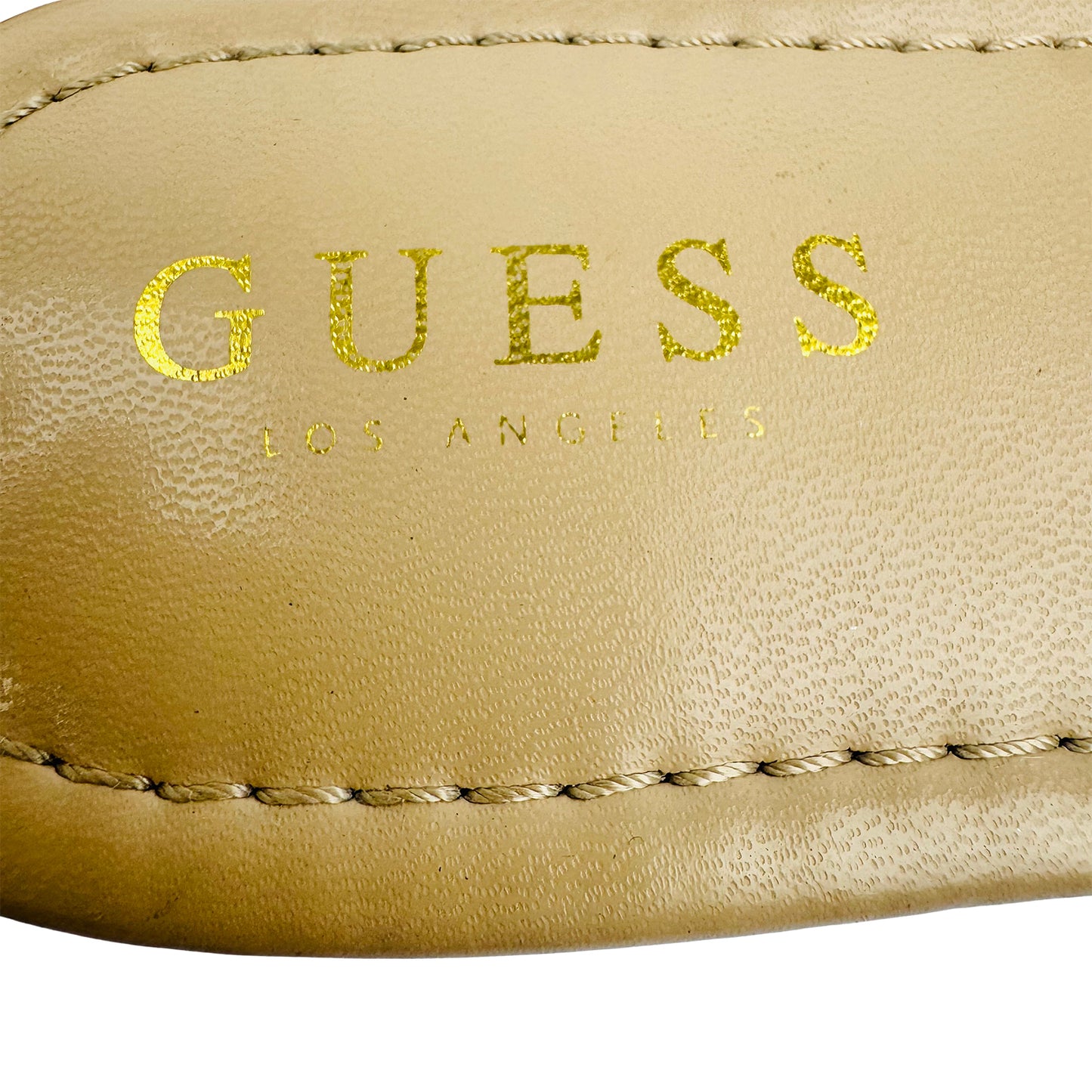 Guess Women's Beige Off-White Chain Sandal Slippers (Size 41)