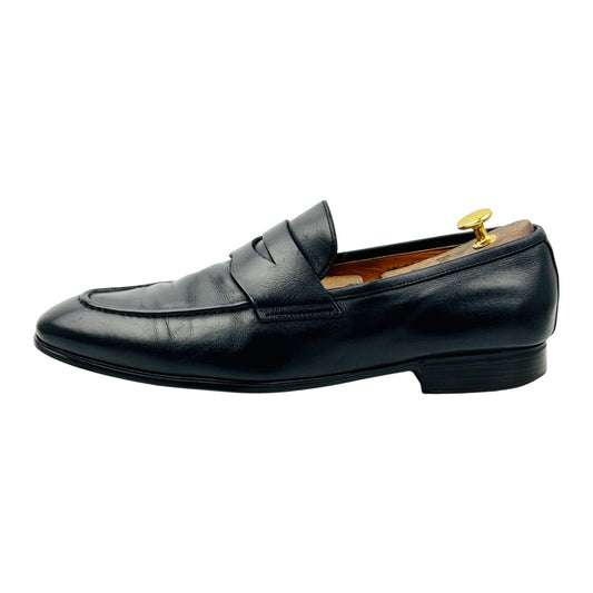 Santoni Men's Black Leather Penny Loafers (Size 43.5)