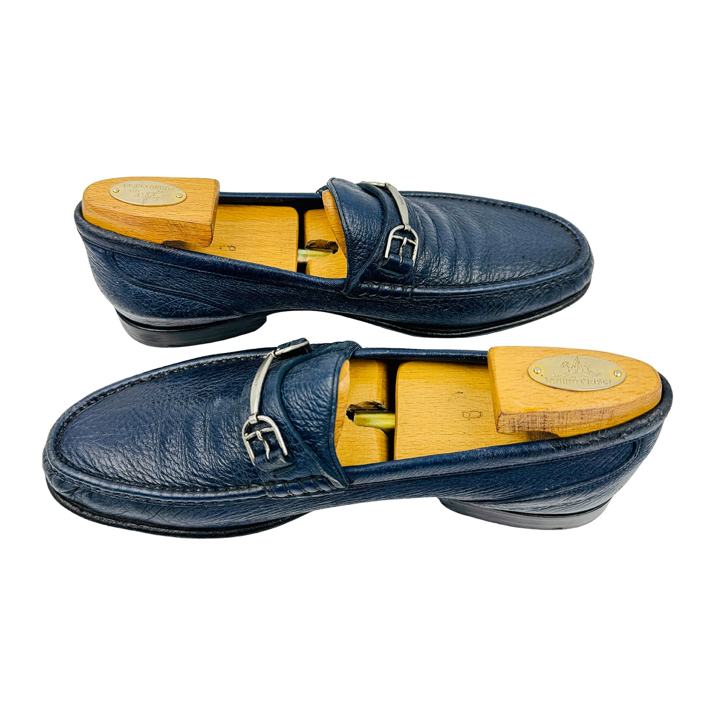 Bally Men's Blue Pebbled Leather Swiss Made Loafers (Size 42)