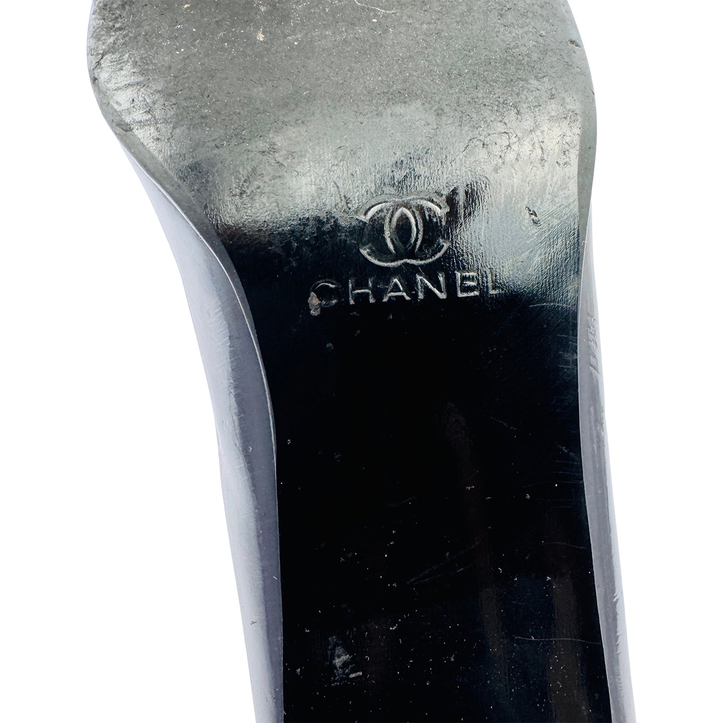 Chanel Women's Black Patent Cap Toe Ballet Heels (Size 36.5)