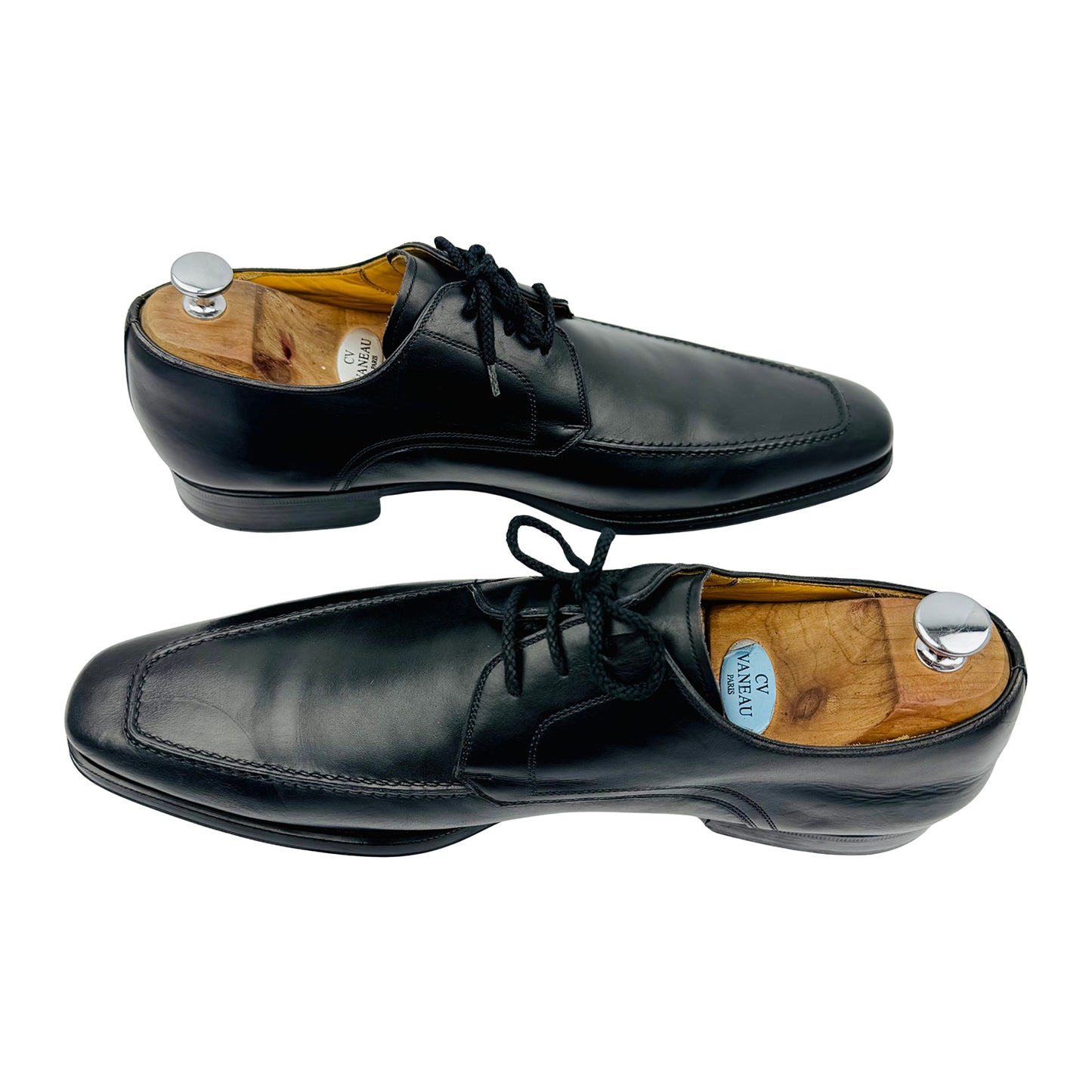 Magnanni Men's Black Leather Derby Shoes (Size 45)