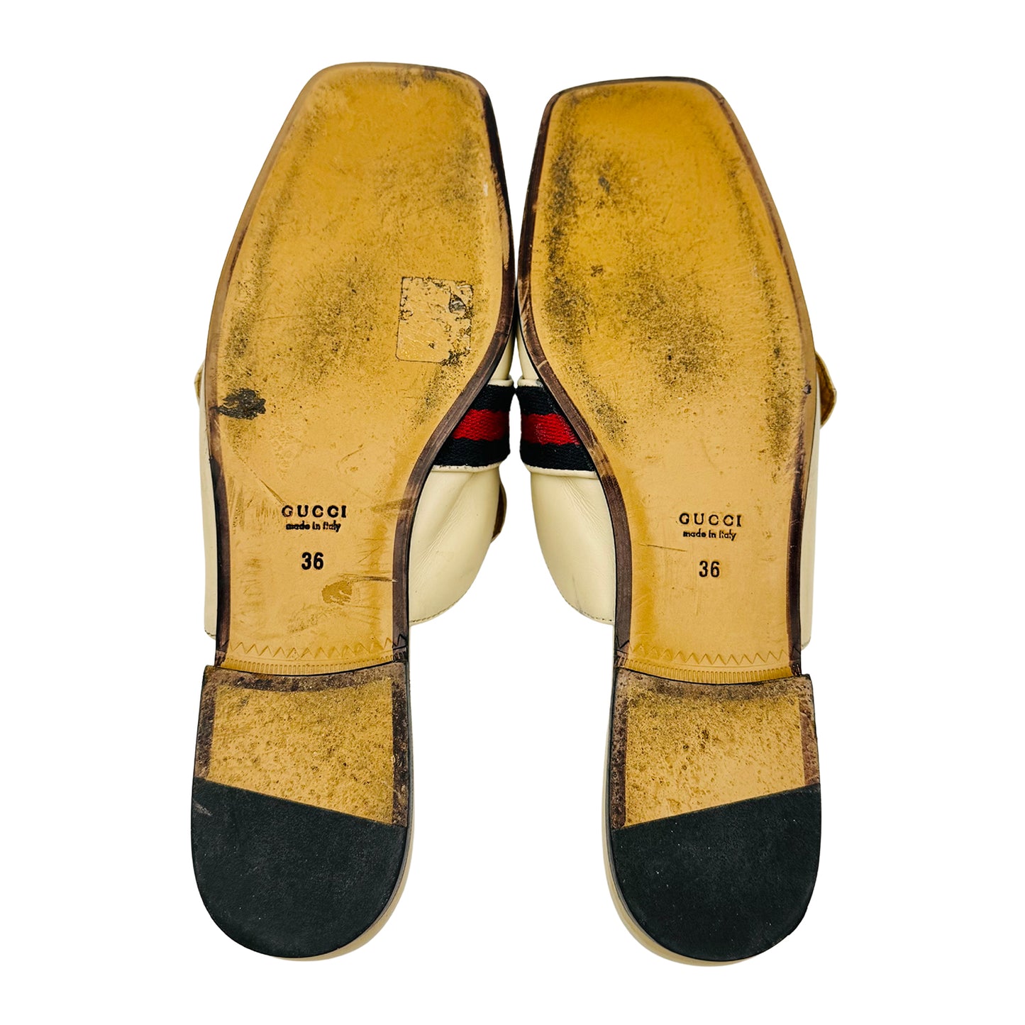 Gucci Princetown Off-White Leather Mules (Size 36)