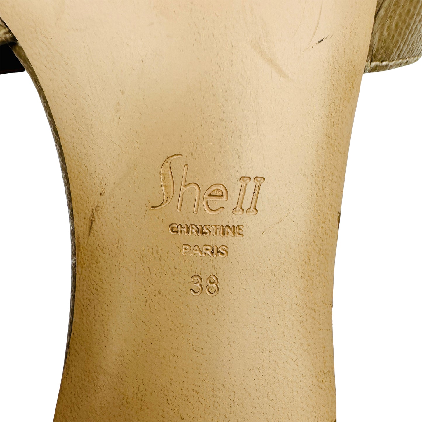 Christine Sheii Women's Beige Block Heels (Size 38)