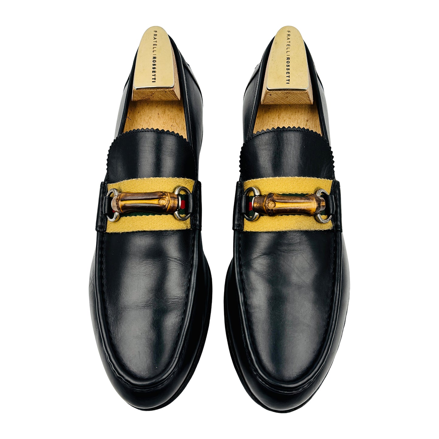 Gucci Men's Bamboo Horsebit Web Loafers (Size 44/44.5)