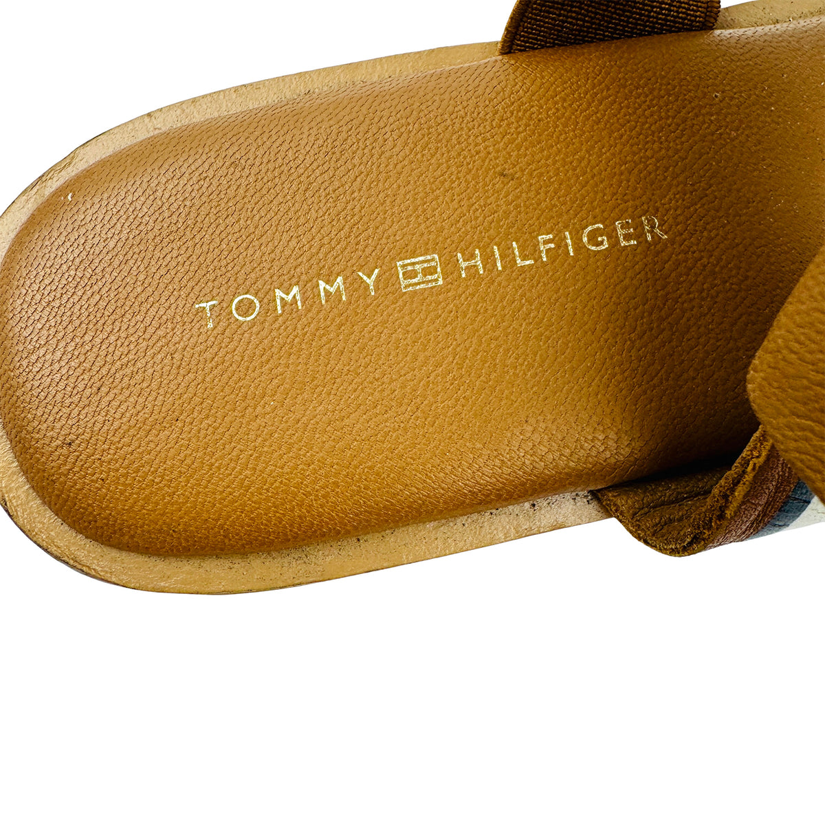 Tommy Hilfiger Corporate Leather Flat Sandals (Size 40) - FW0FW04840