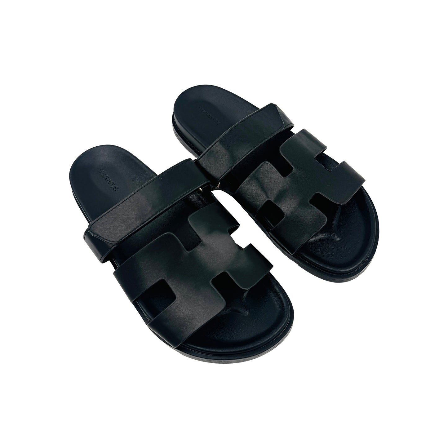 Hermès Chypre Black Sandal Slides (Size 41)