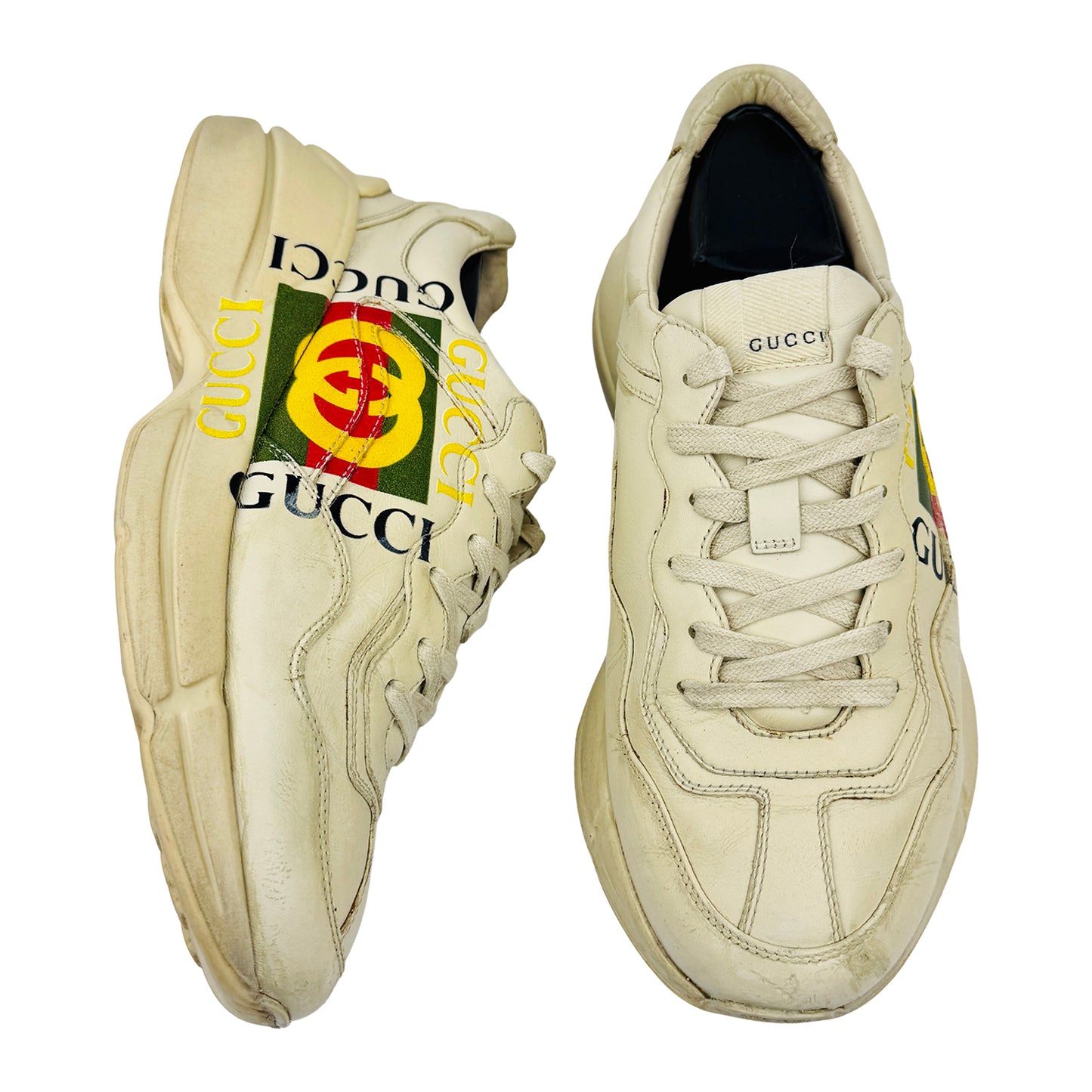 Gucci Rhyton Off-White Leather Sneakers (Size 41.5)