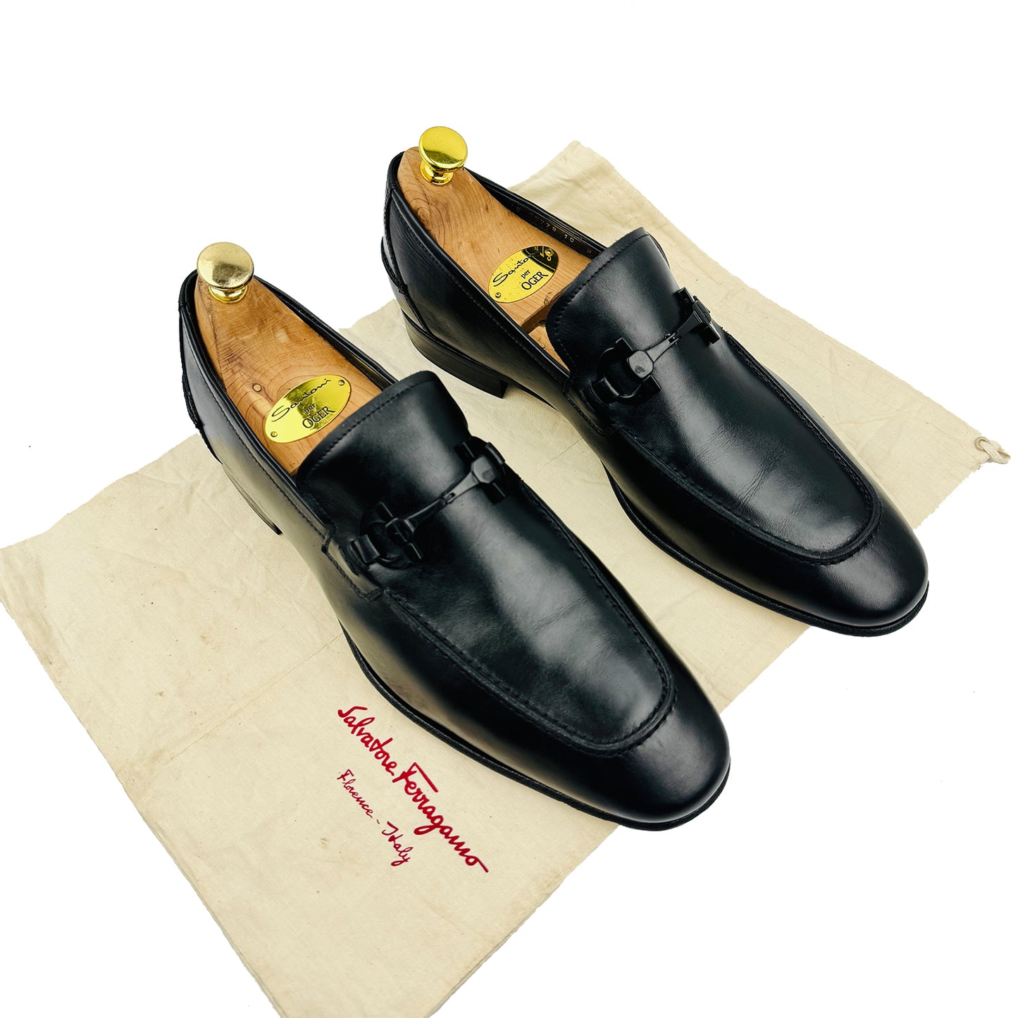 Salvatore Ferragamo Black Leather Gancini Bit Loafers (Size 43.5)