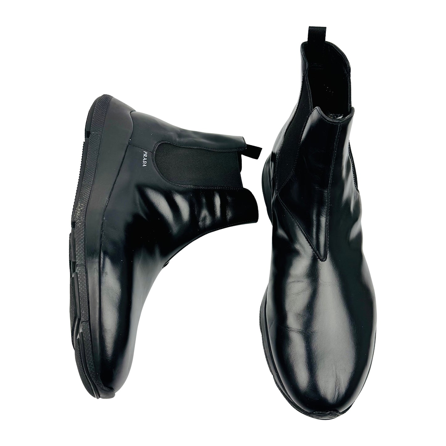 Prada Brushed Leather Black Chelsea Boots (Size 43/43.5) - 4T3331