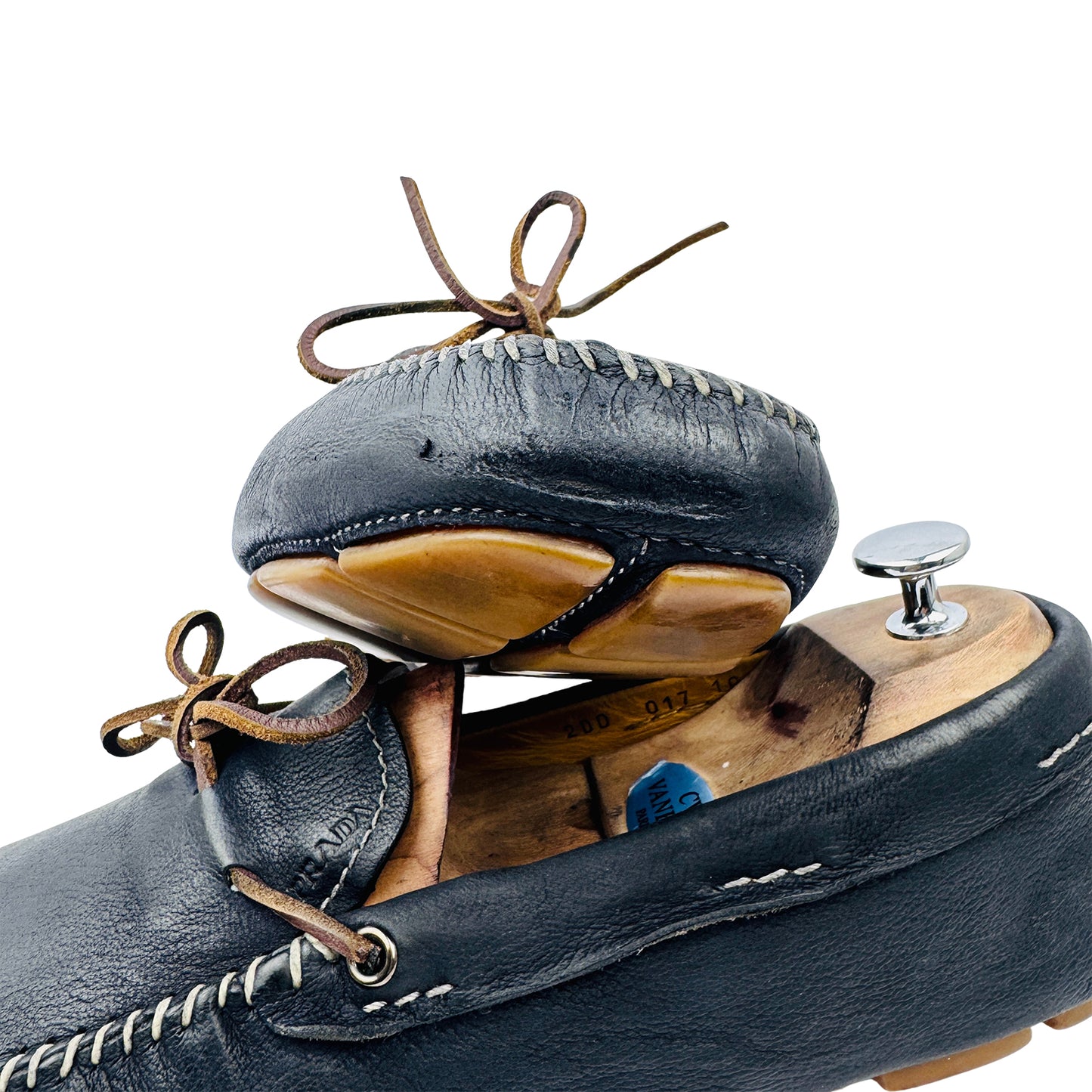 Prada Blue Saffiano Leather Driver Loafers (Size 44) - 2DD 017