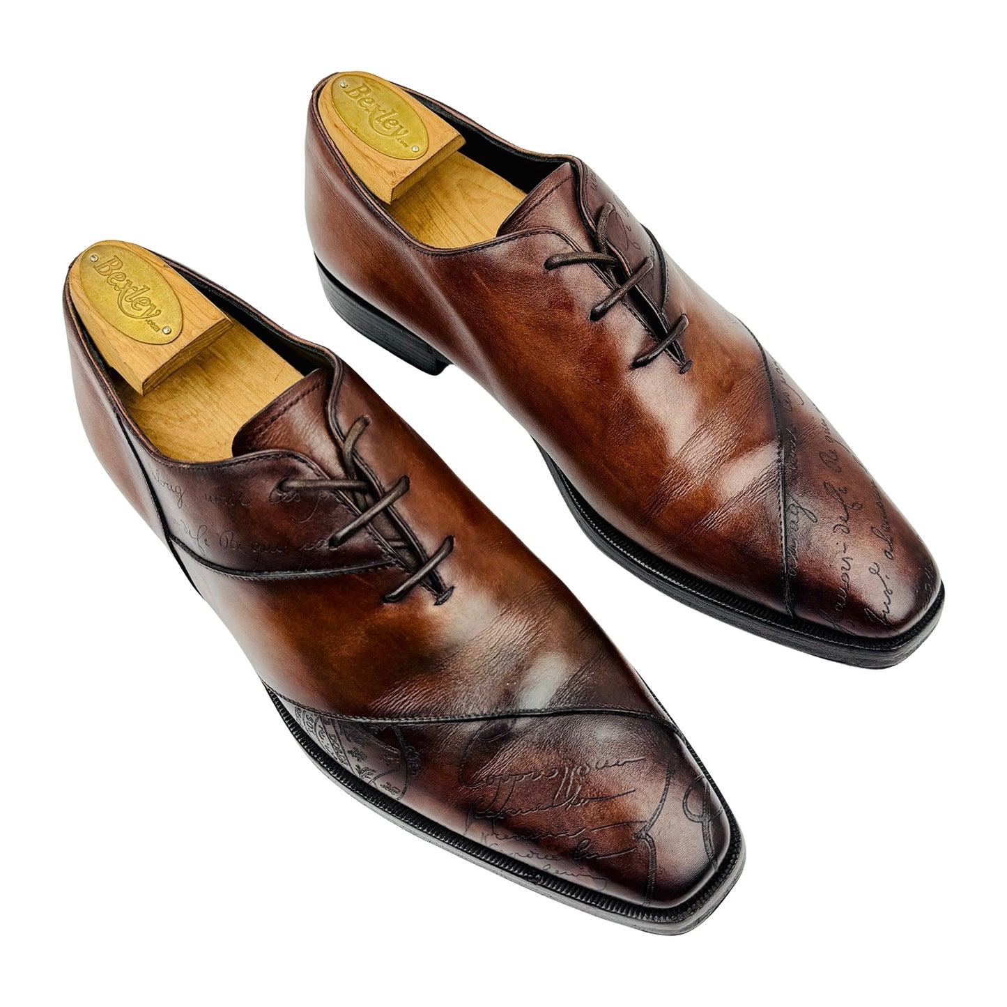 Berluti Alessandro Scritto Brown Leather Oxfords (Size 41)