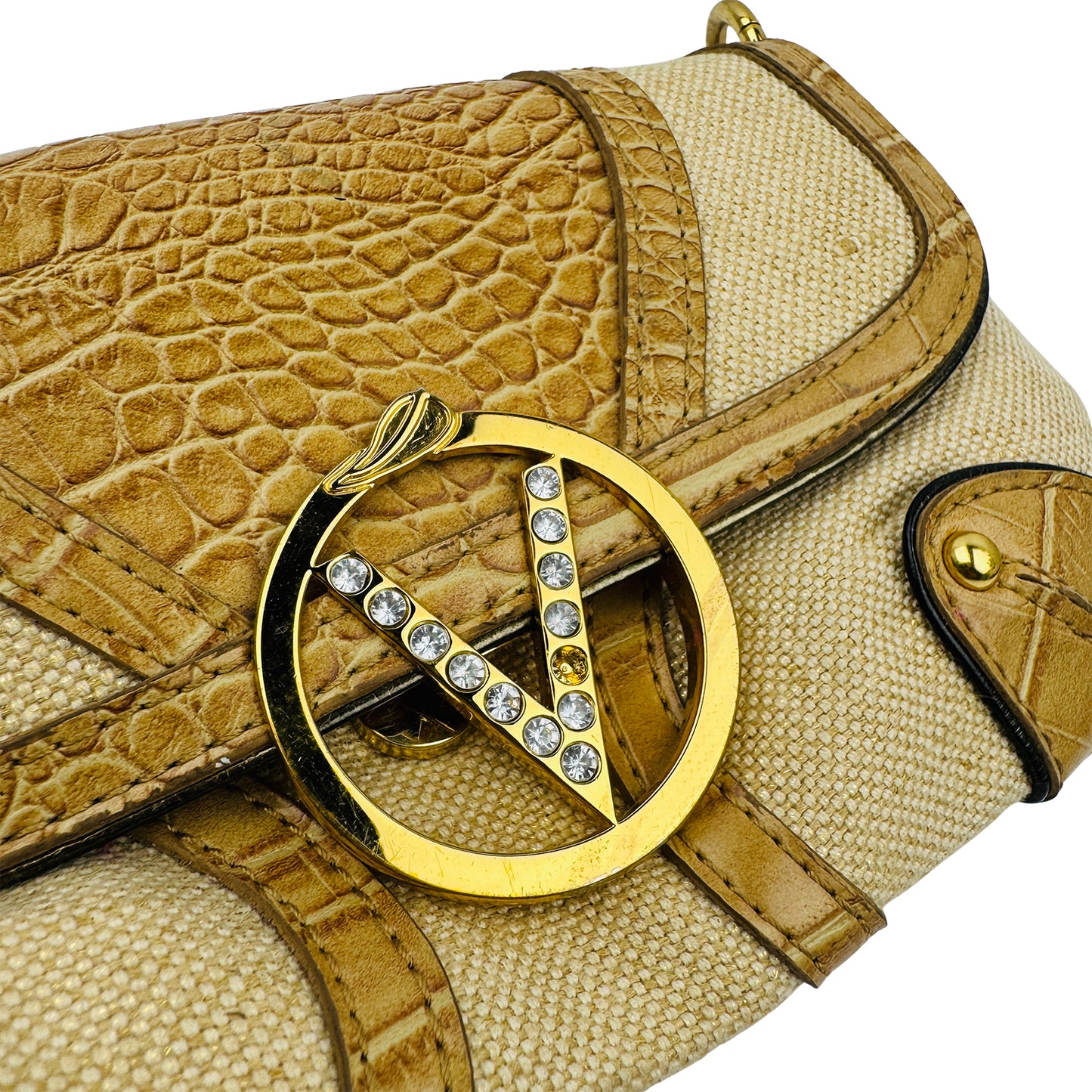 Valentino Garavani Croc-Embossed Tan Hand Bag