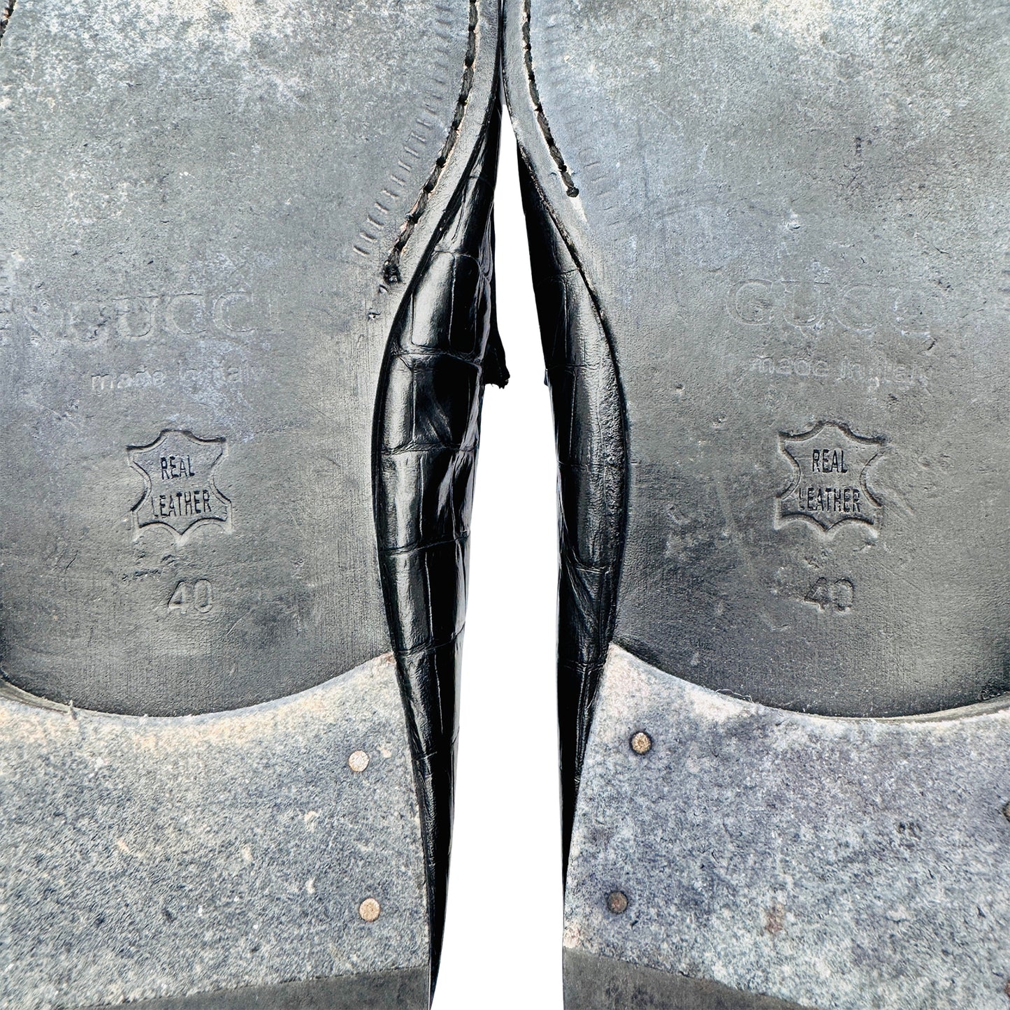 Gucci Men's Leather Croc-Embossed Horsebit Loafers (Size 40/40.5)