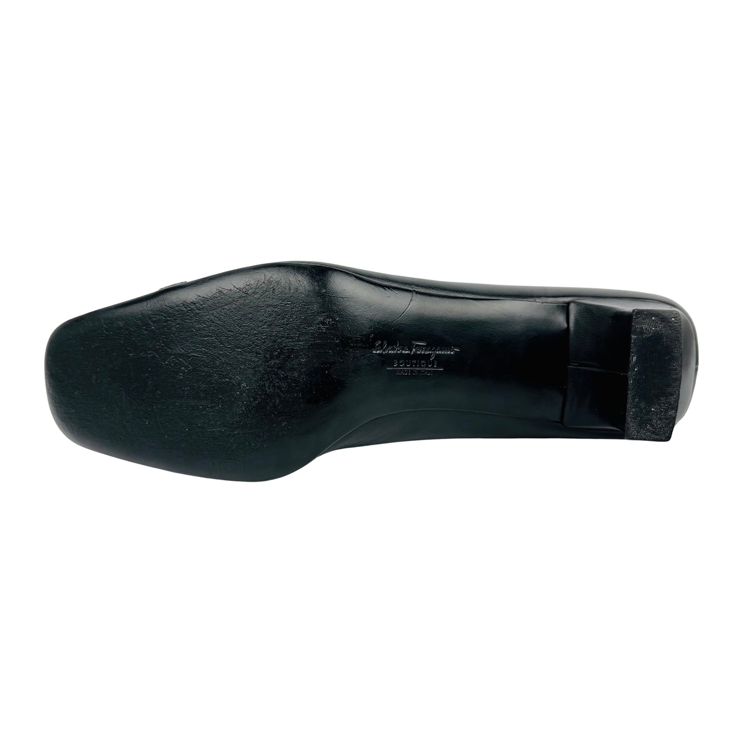 Salvatore Ferragamo Black Patent Leather Pumps (Size 38)