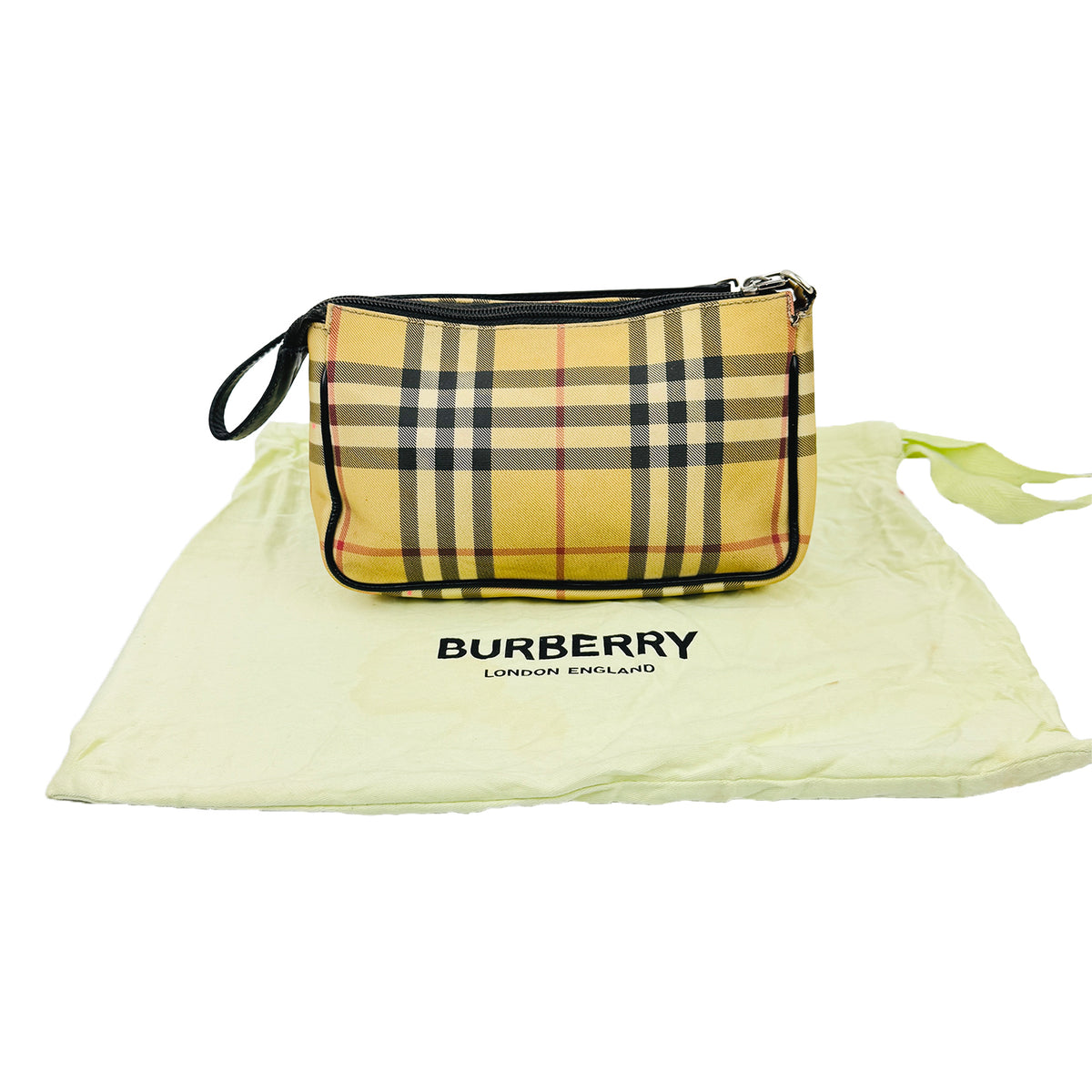 Burberry Nova Check Yellow Beige Wristlet Bag