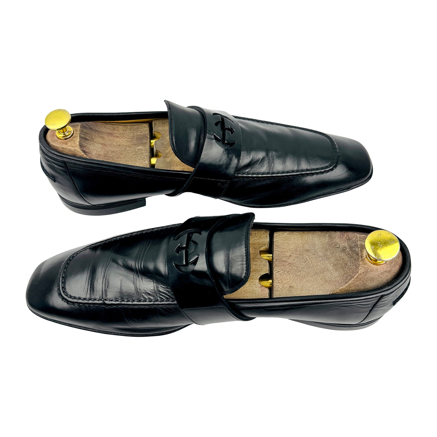 Gucci Black Interlocking G Leather Loafers (Size 42.5)