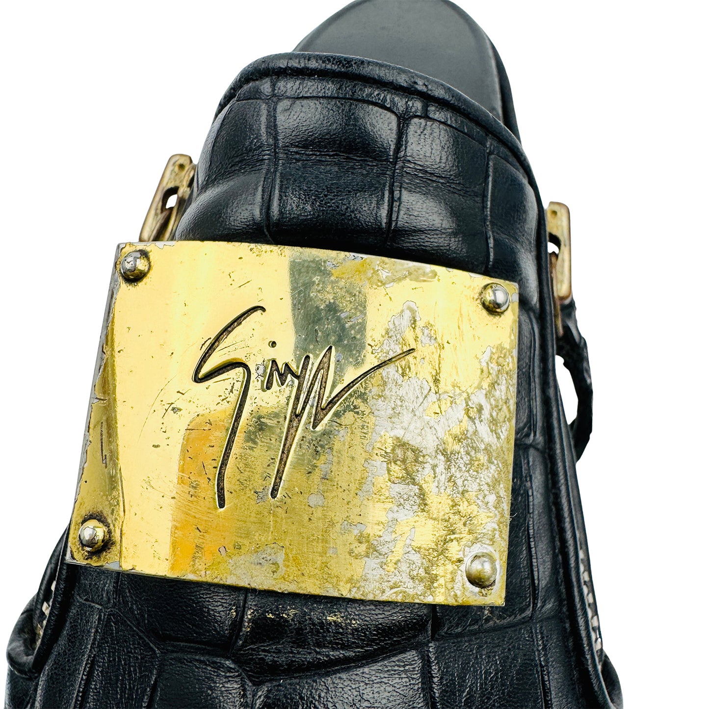 Giuseppe Zanotti Conley Zip Croc Embossed Shoes (Size 40)