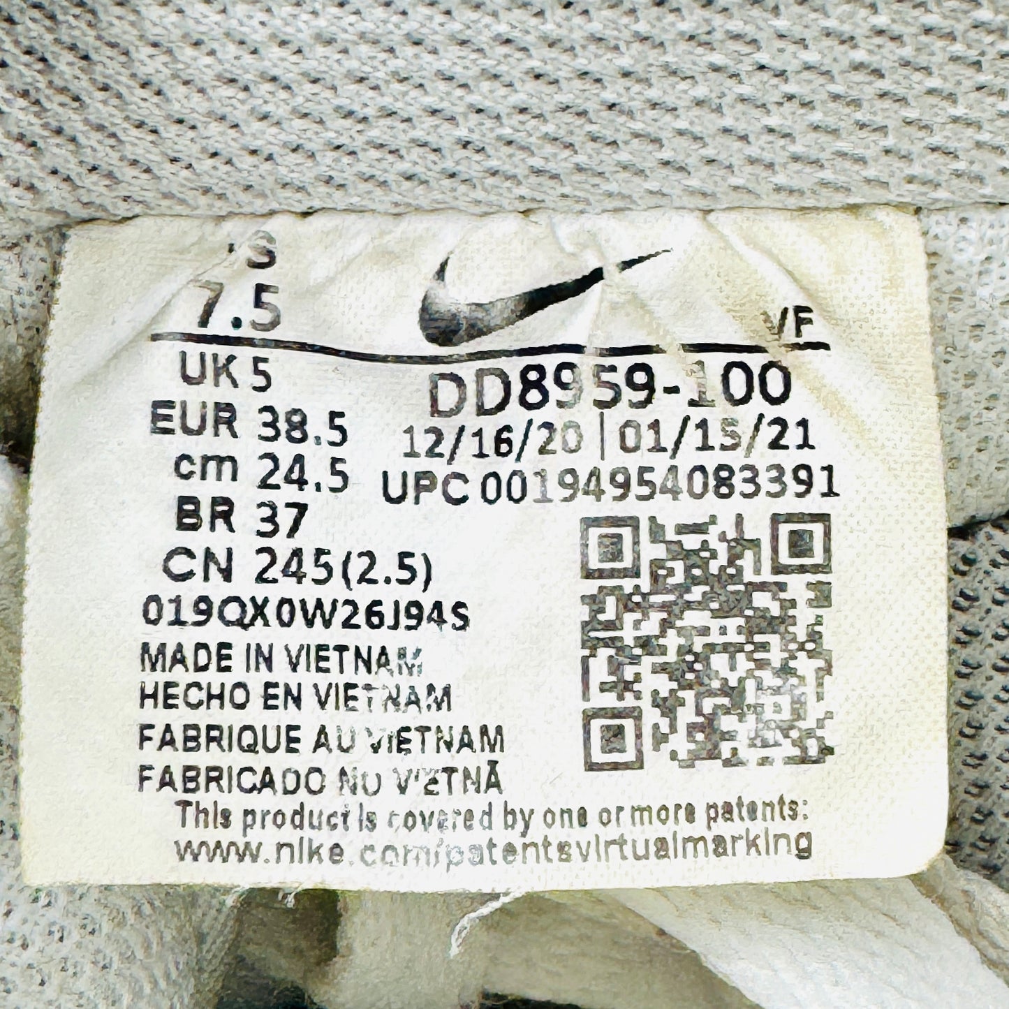 Nike Air Force 1 '07 'Triple White' Sneakers (Size 38.5) - DD8959-100