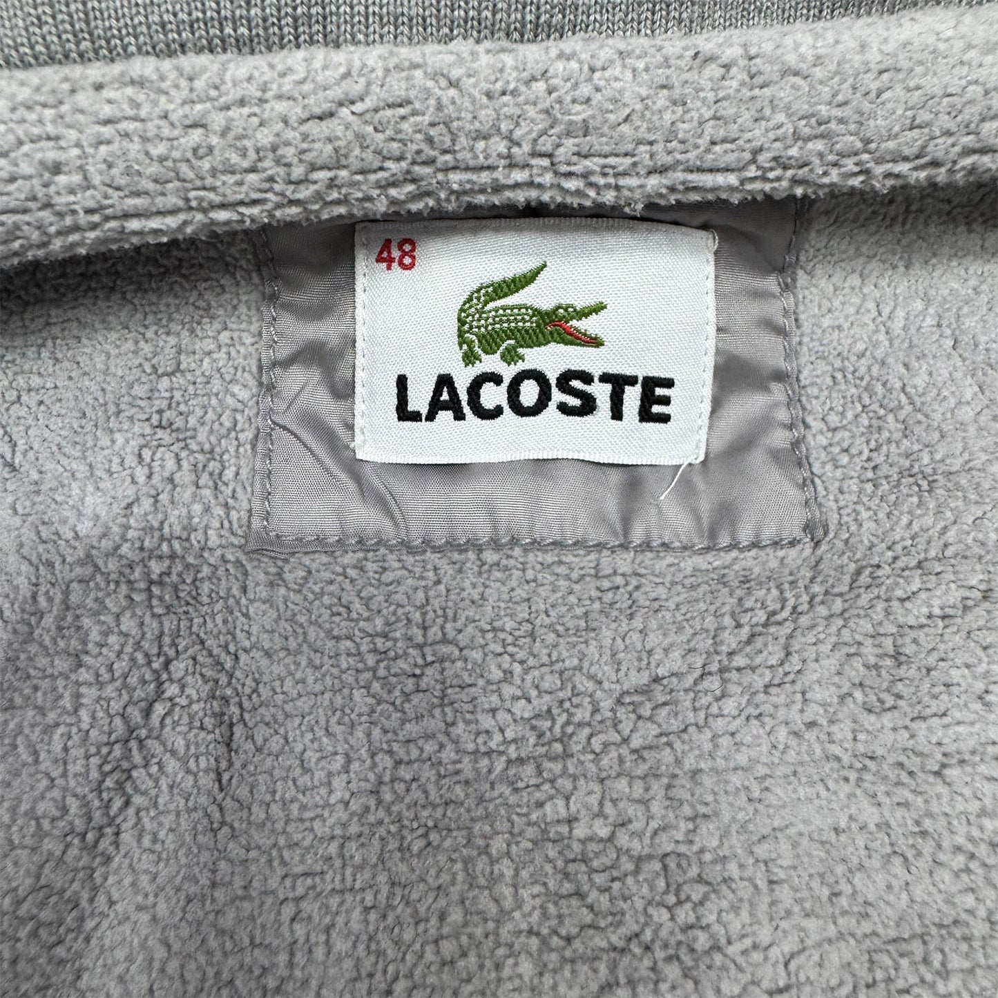 Lacoste Grey Quilted Zip-Up Jacket (Size Small)
