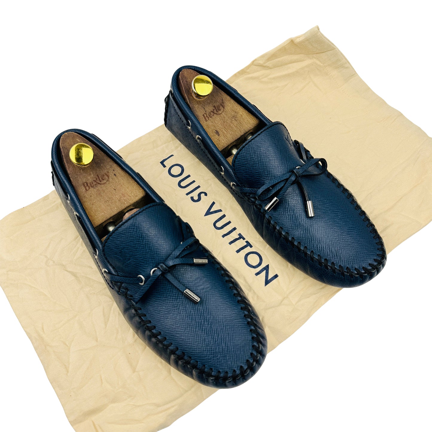 Louis Vuitton Arizona 'Marine Blue' Taiga Leather Loafers (Size 44)