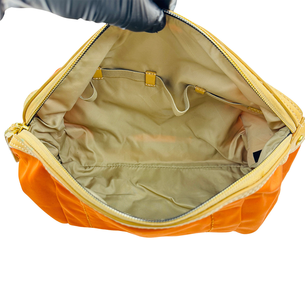TUMI Bright Orange Nylon Cosmetic Pouch