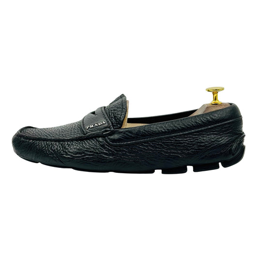 Prada Men's Black Pebbled Leather Driving Loafer (Size 41.5)