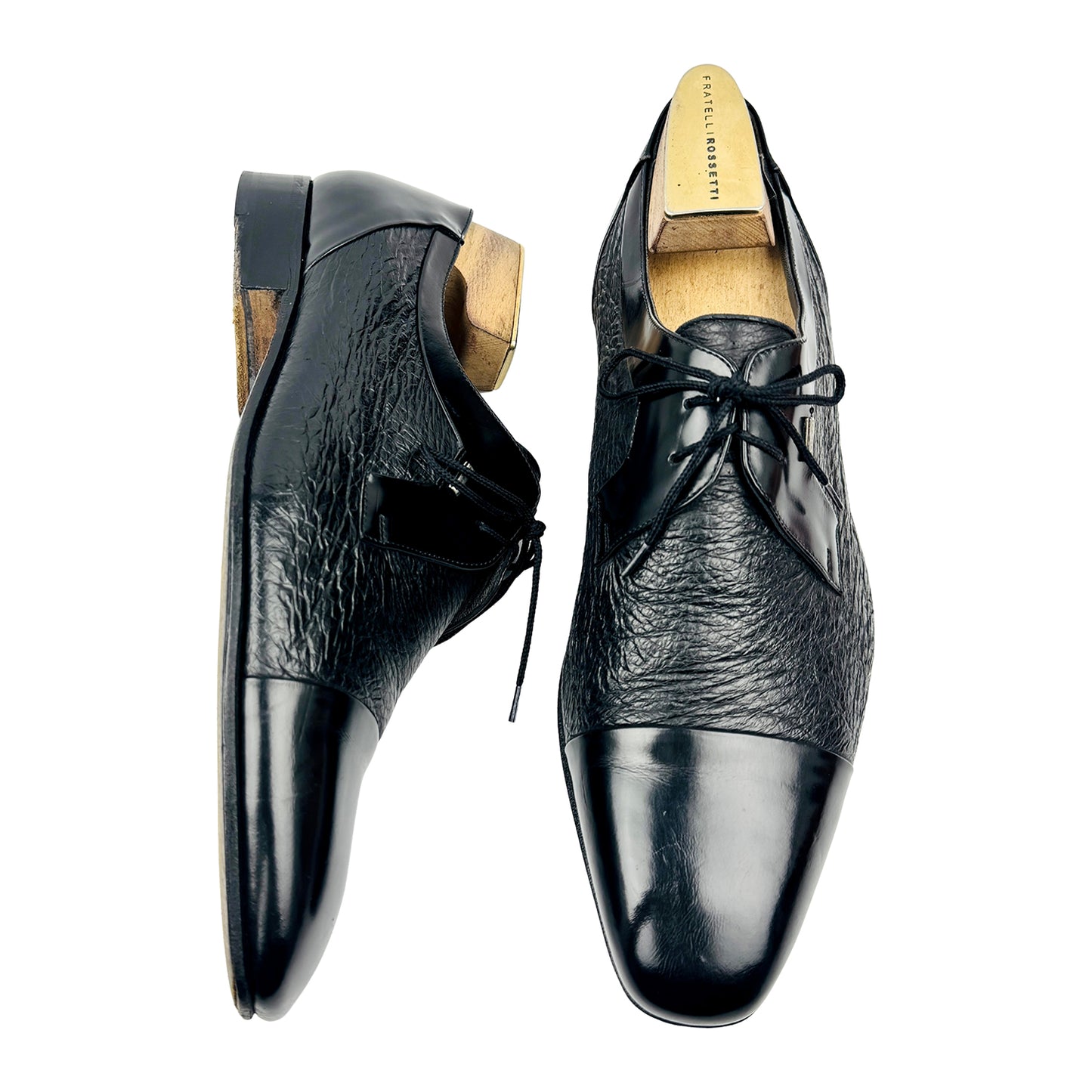 Moreschi Black Textured Leather Derby Shoes (Size 45)