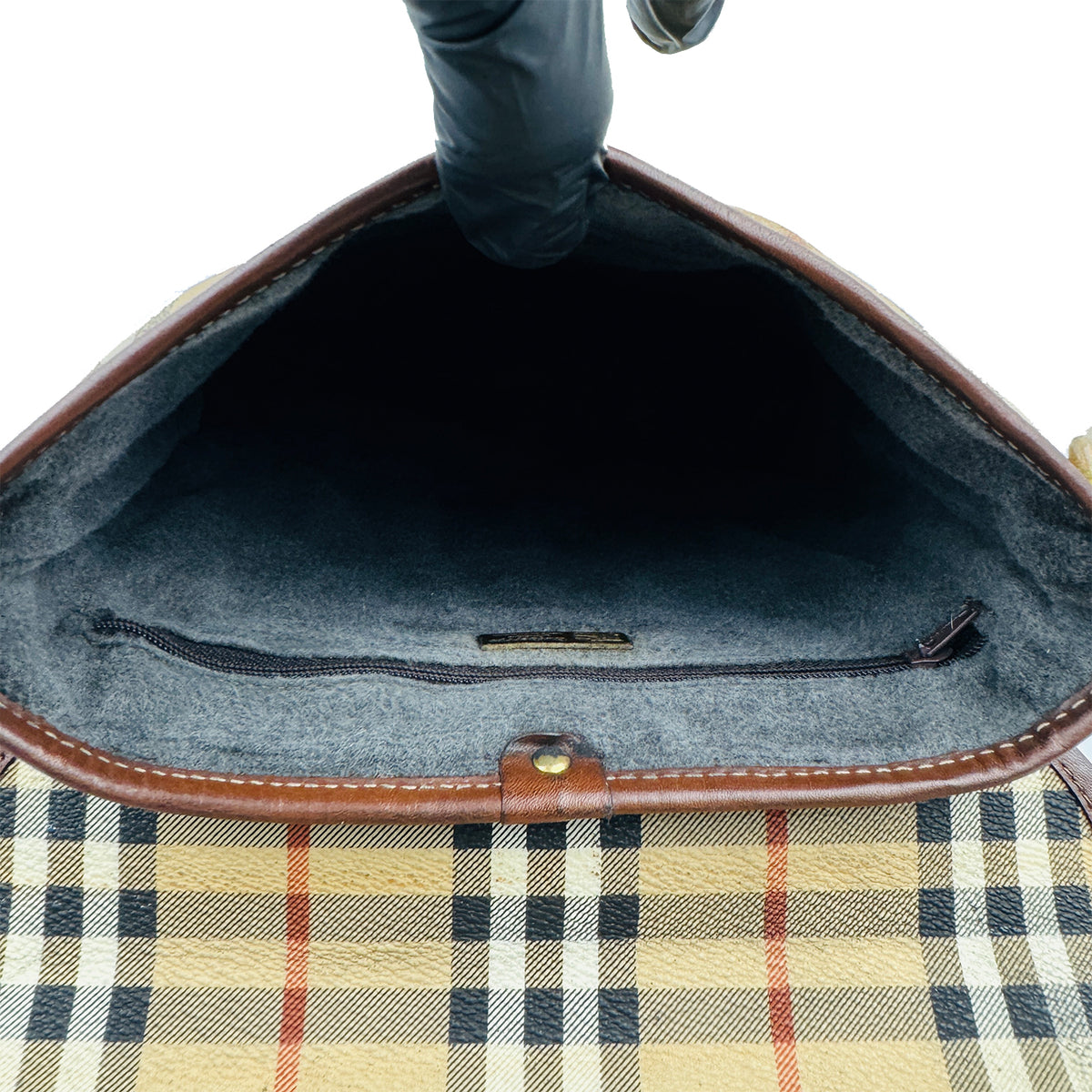 Burberry Nova Check Leather Buckle Shoulder Bag