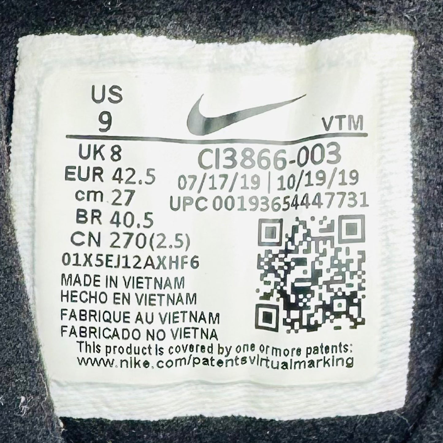 Nike Air Max 270 React Shoes (Size 42/42.5) - CI3866-003