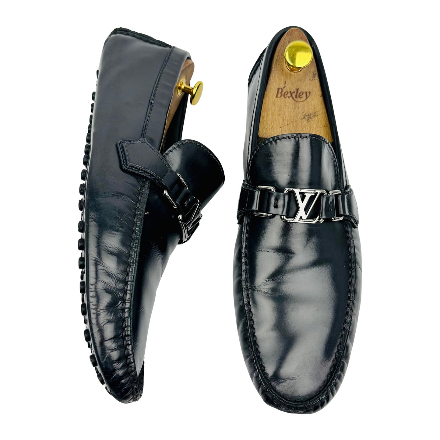 Louis Vuitton Men's Black Leather Loafers (Size 44/44.5)