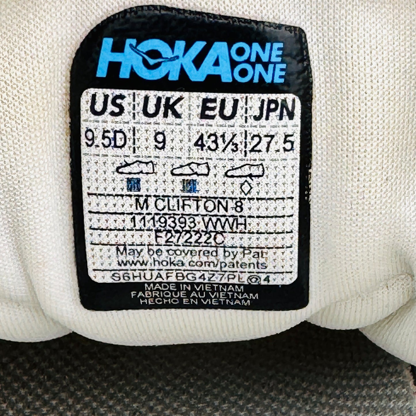 Hoka One One Clifton 8 White Shoes (Size 43.5/43) - 1119393‑WWH