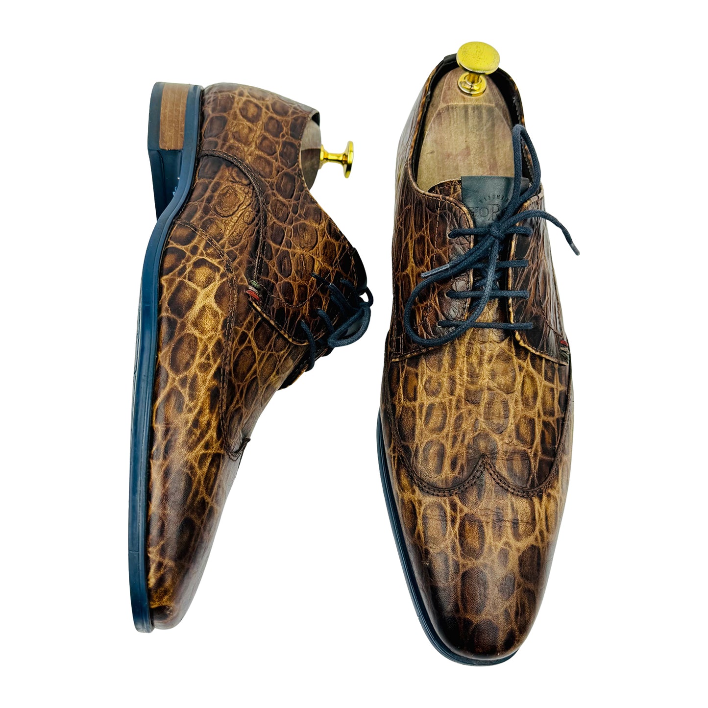 Giorgio 1958 Brown Crocodile Embossed Derby Shoes (Size 42)