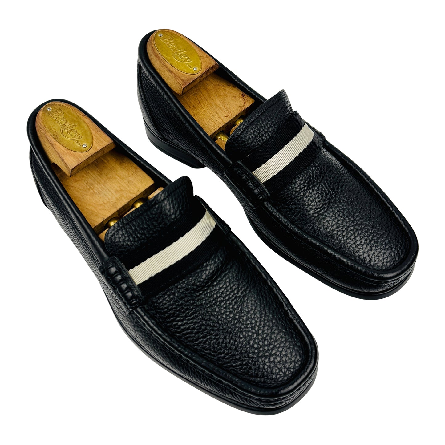 Bally Black Pebbled Leather Loafers (Size 38)