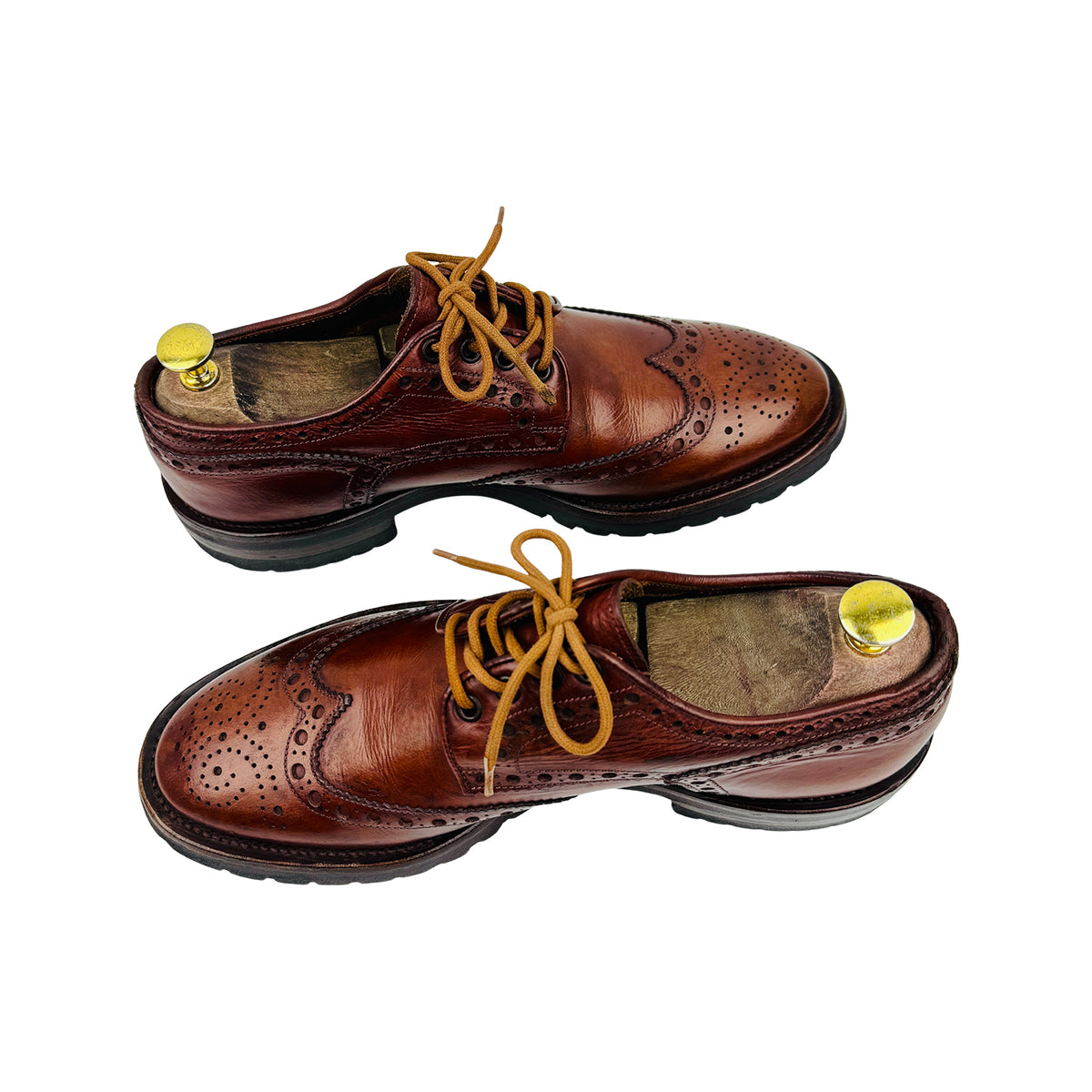 Santoni Brown Leather Wingtip Derby Brogues (Size 41.5)
