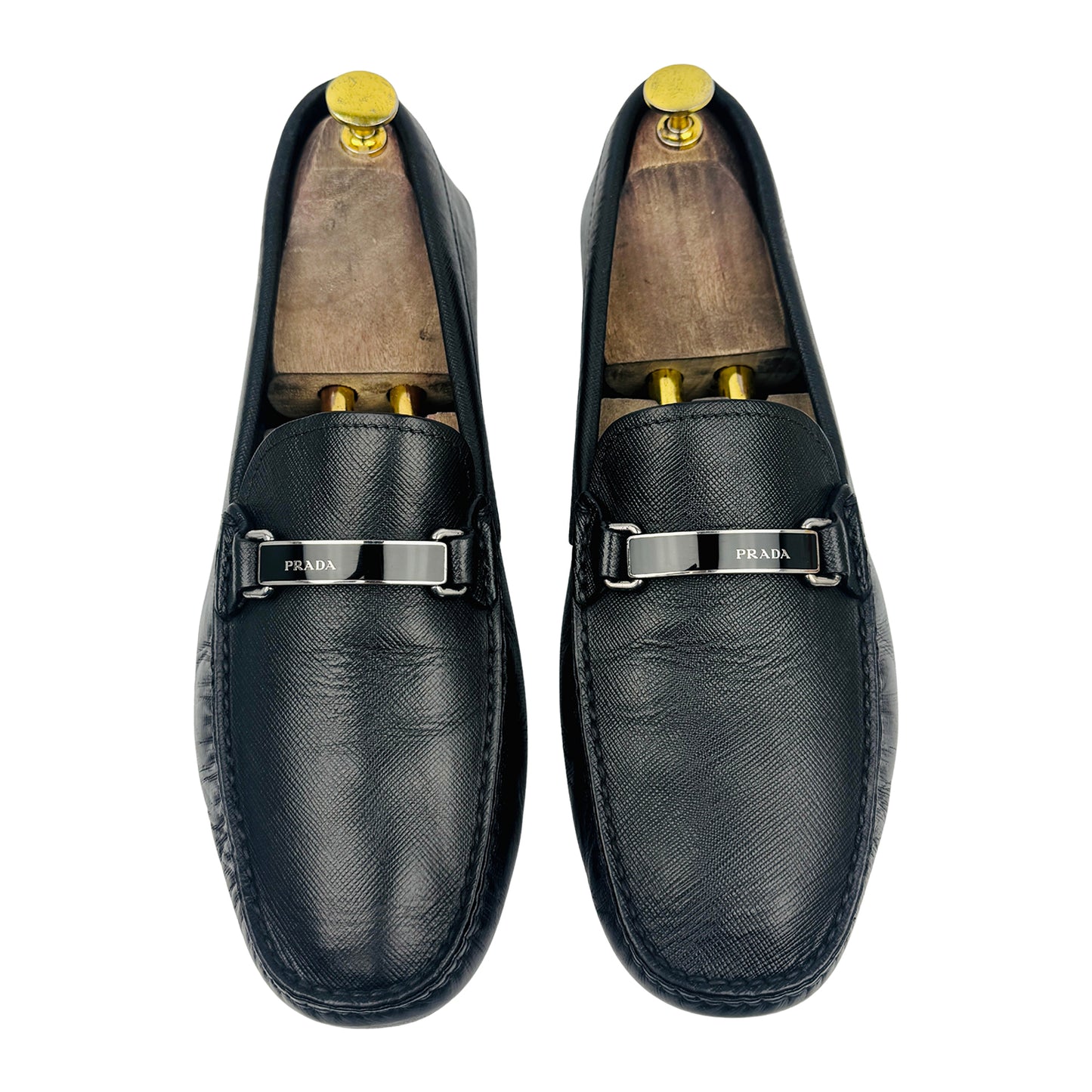 Prada Saffiano Black Leather Loafers (Size 42.5) - 2DD159