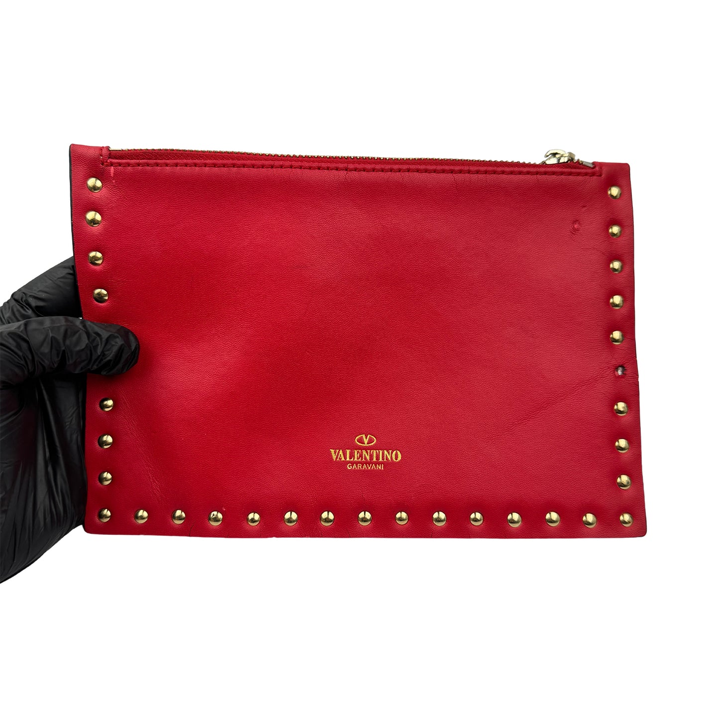 Valentino Garavani Rockstud Red Clutch Bag